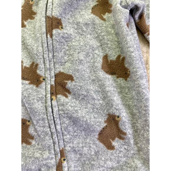 Carter's Fleece Fully Zip Footie Sleeper Gray with Bear Print Size 3-6 Months - Picture 3 of 4